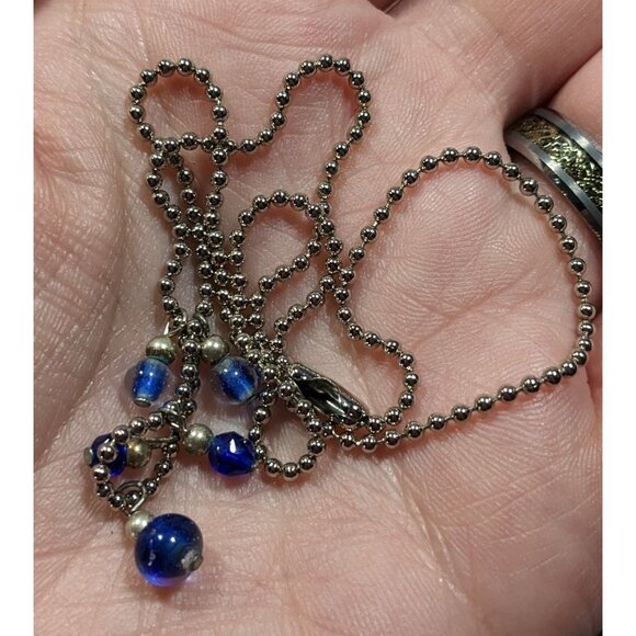 Simple Whimsical Blue Glass Charm Necklace - Picture 3 of 5